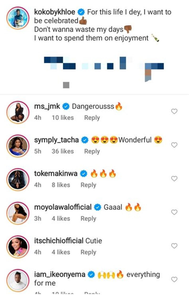 
Checkout The Photos Popular BBN Star, Khloe Posted That Has Caused Reactions From Fans. 