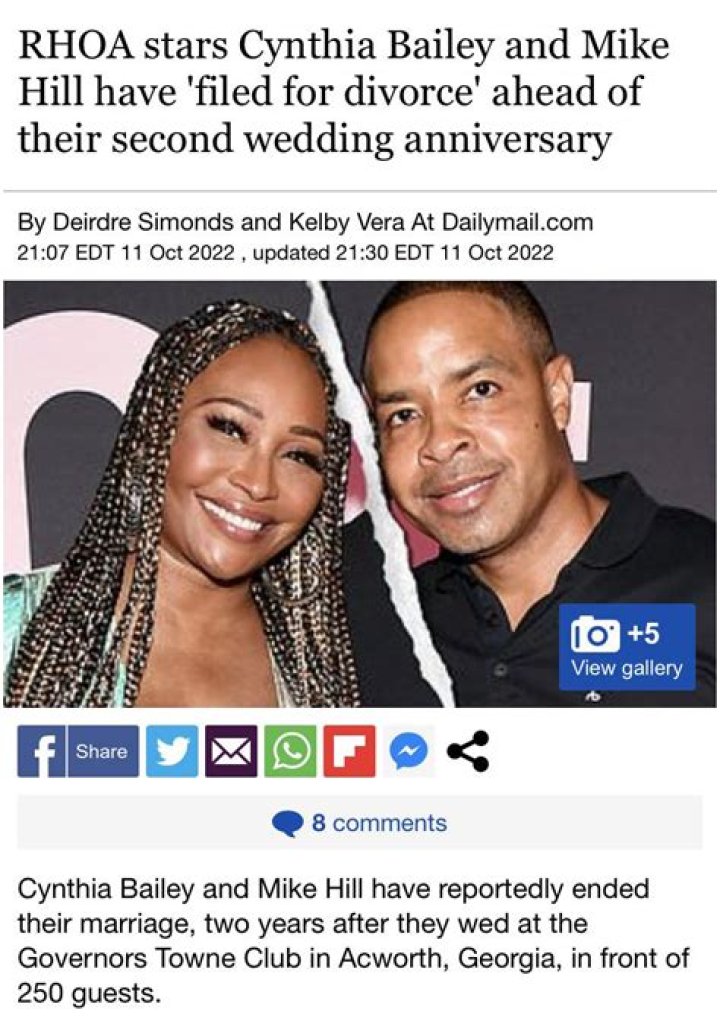 Cynthia Bailey Triggers A Marriage-Related Debate With Her Latest Post Featuring Mike Hill