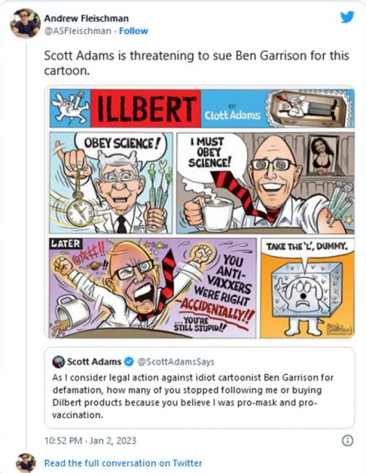 ‘Dilbert’ creator Scott Adams threatens to sue a fellow cartoonist for defamation