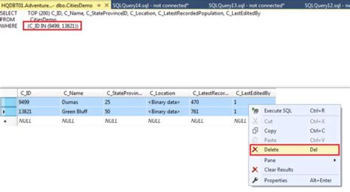 How to delete a row in sql