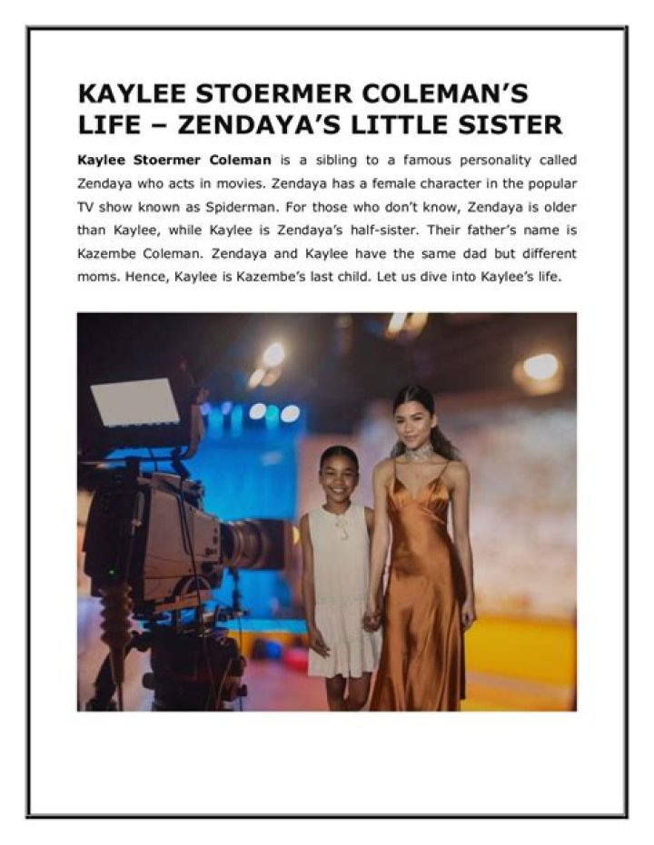 Kaylee Stoermer Coleman: Facts On Zendaya’s Sister