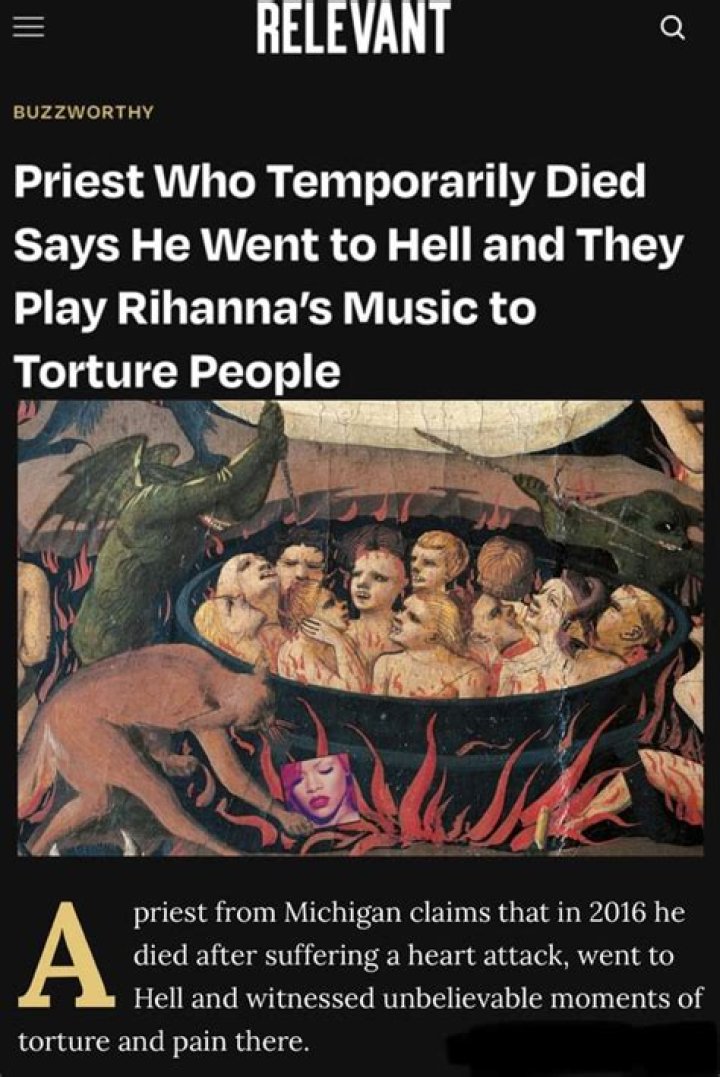 Michigan Priest “Who Temporarily Died” Claims He Saw Demons Torturing Humans With Rihanna Music in Hell