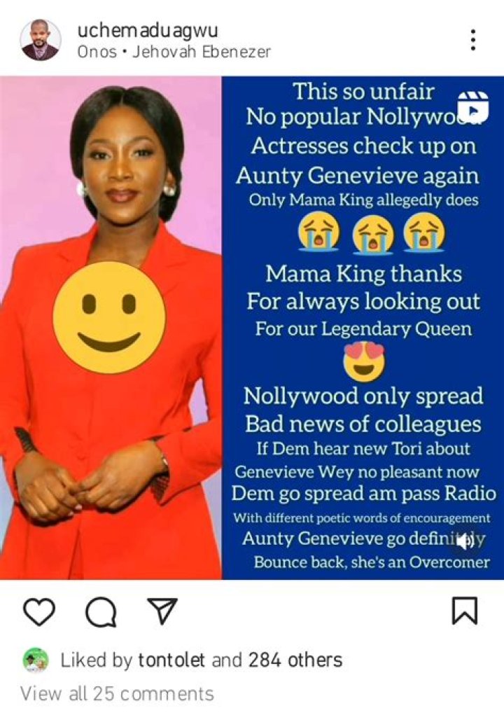 
“Nollywood only spreads bad news, Only Tonto allegedly checks up on her”- Actor drags colleagues for neglecting Genevieve Nnaji 